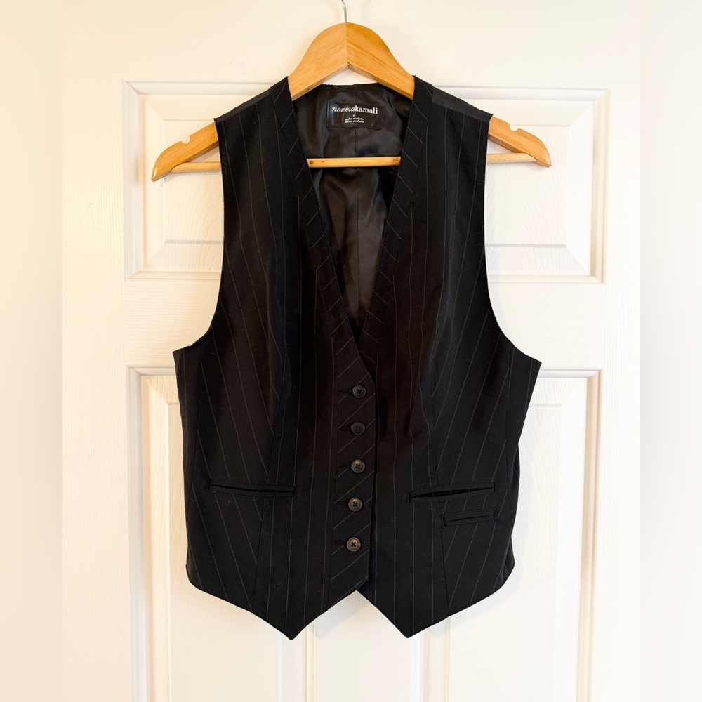 Norma Kamali Women’s Black Pin Stripe Vest